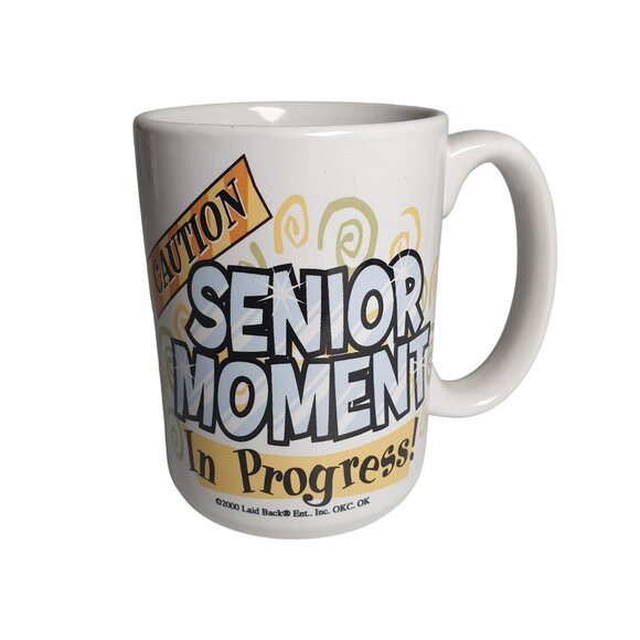 Caution Senior Moment In Progress Coffee Mug 2000 Laid Back 11oz Fun Gift - Picture 5 of 5